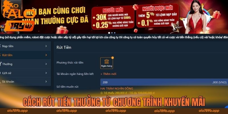 Cách rút tiền thưởng từ chương trình khuyến mãi