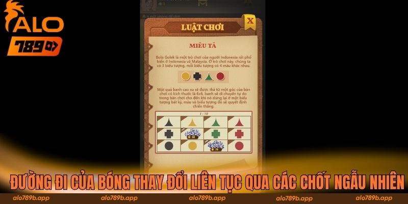 Đường đi của bóng thay đổi liên tục qua các chốt ngẫu nhiên