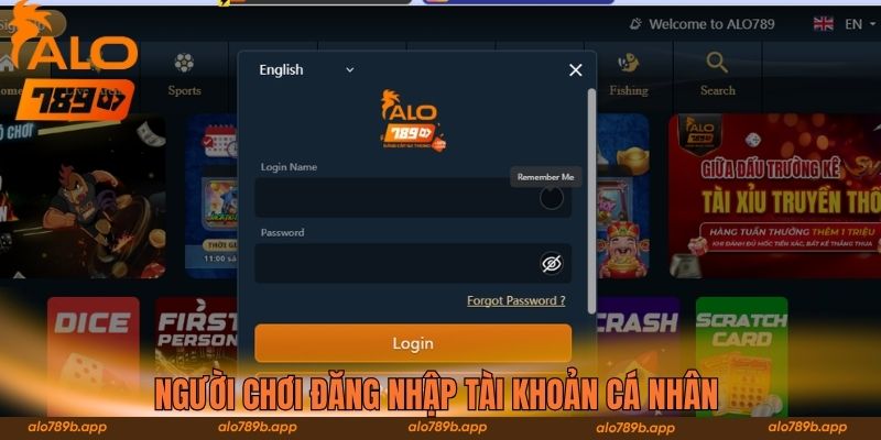 Người chơi đăng nhập tài khoản cá nhân 