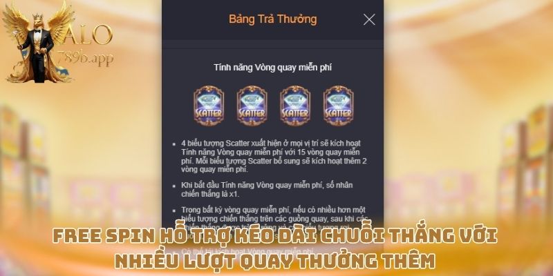 Free Spin hỗ trợ kéo dài chuỗi thắng với nhiều lượt quay thưởng thêm