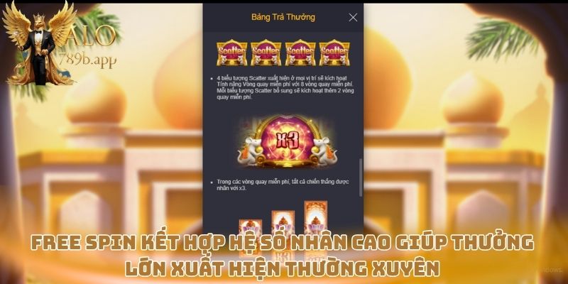 Free Spin kết hợp hệ số nhân cao giúp thưởng lớn xuất hiện thường xuyên